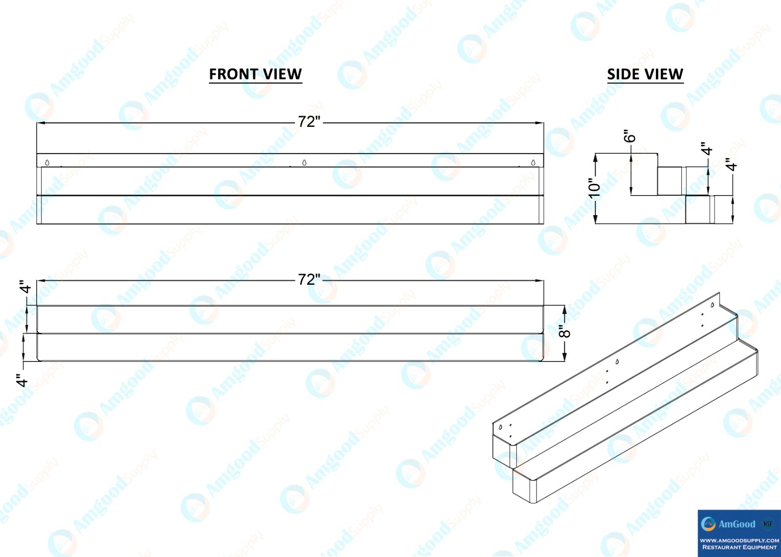 72 in. Double Tier Stainless Steel Speed Rail
