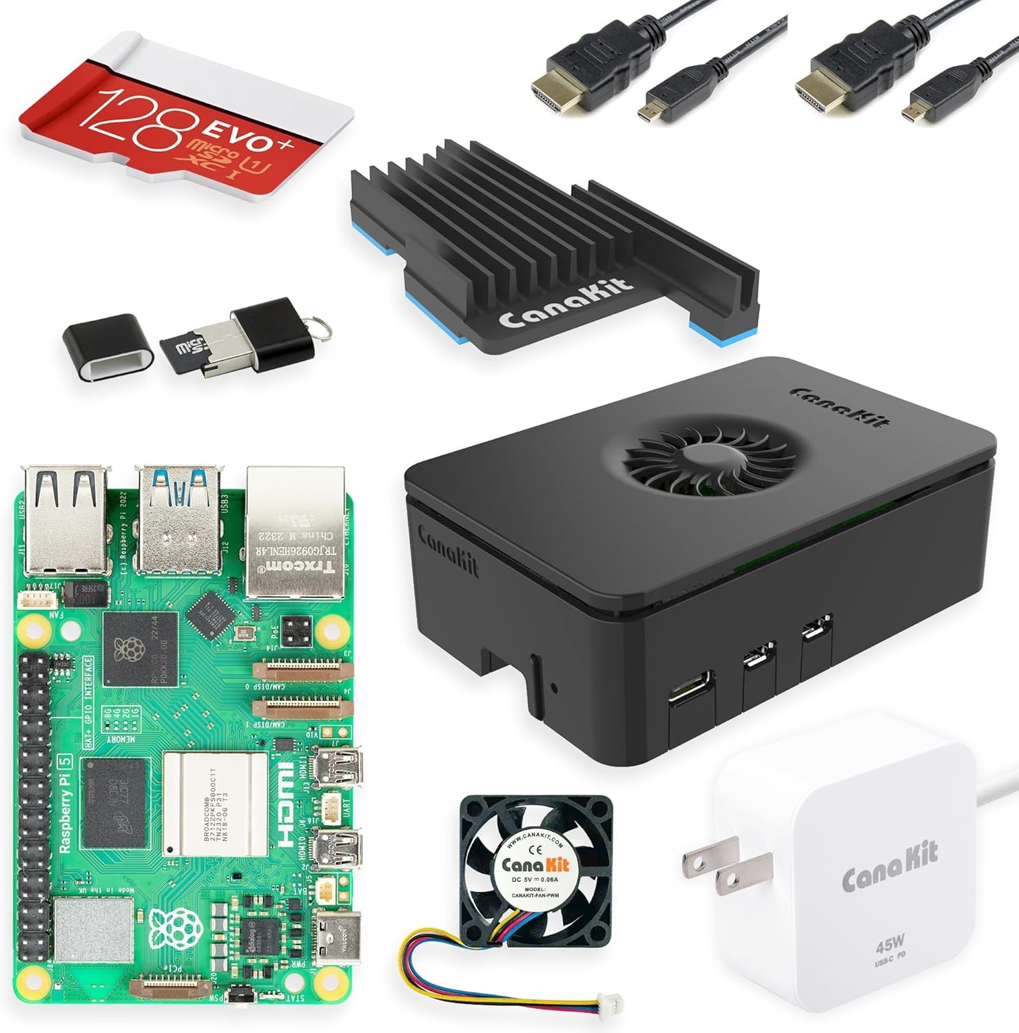 CanaKit Raspberry Pi 5 Starter Kit PRO – Turbine Black (128GB 4GB RAM