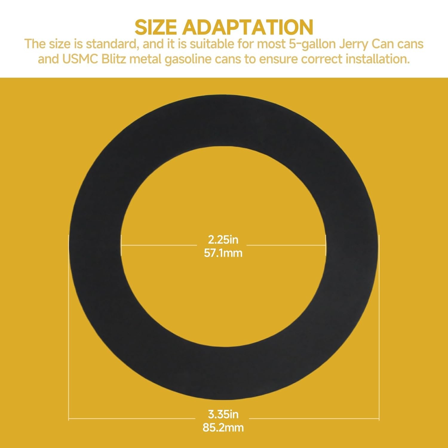 5Pack Jerry Can Gaskets Rubber, 3.35 inches (85.2mm) Outer, 2.25 inches (57.1mm)