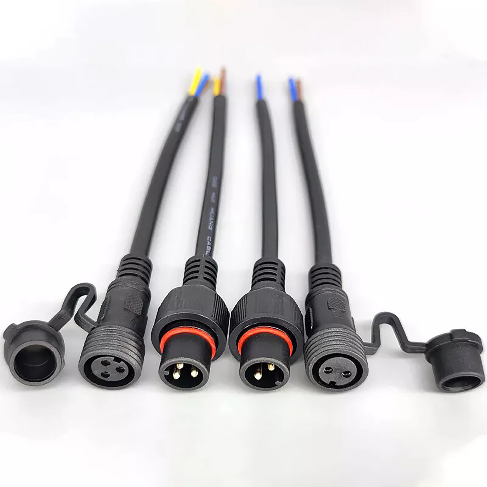 IP68 Waterproof Electrical Cable Connector With Dust Cover Type Socket 2-8 Pins