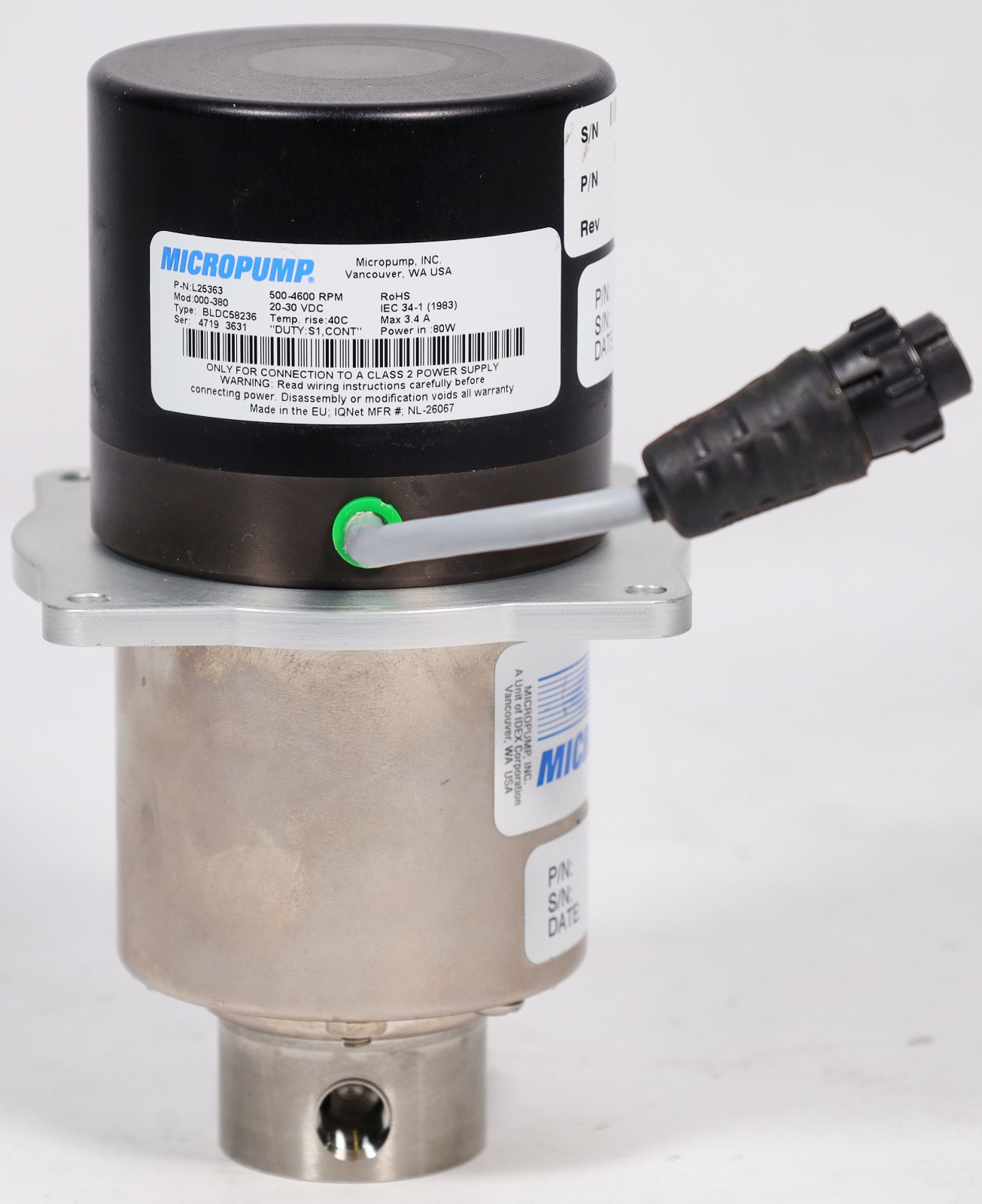 Micropump Magnetic Drive Gear Pump L26363 & L28409 103 Bar 4000RPM