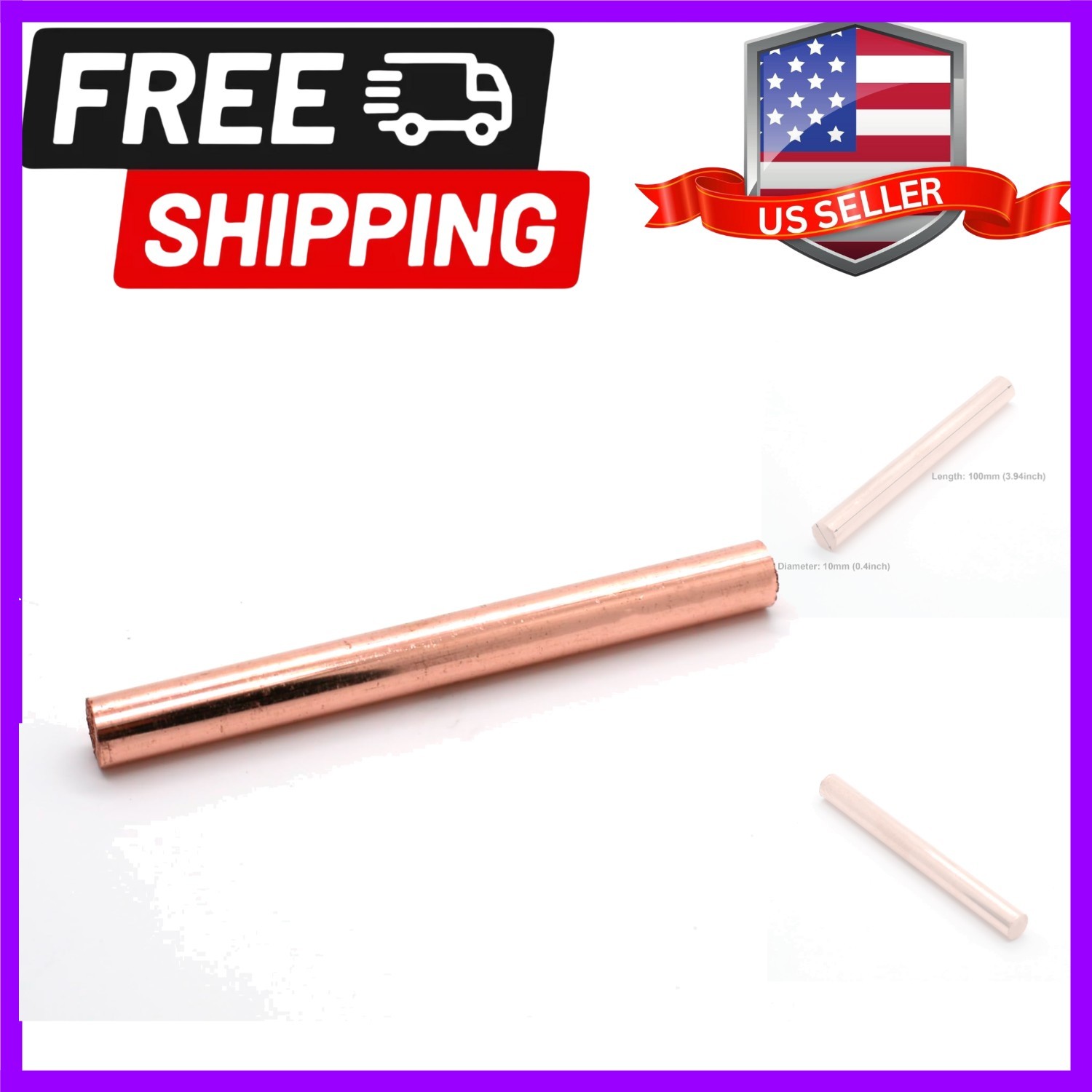 99.9% Pure Copper Round Rod Diameter 10mm Length 100mm Solid Copper Rod Bare …