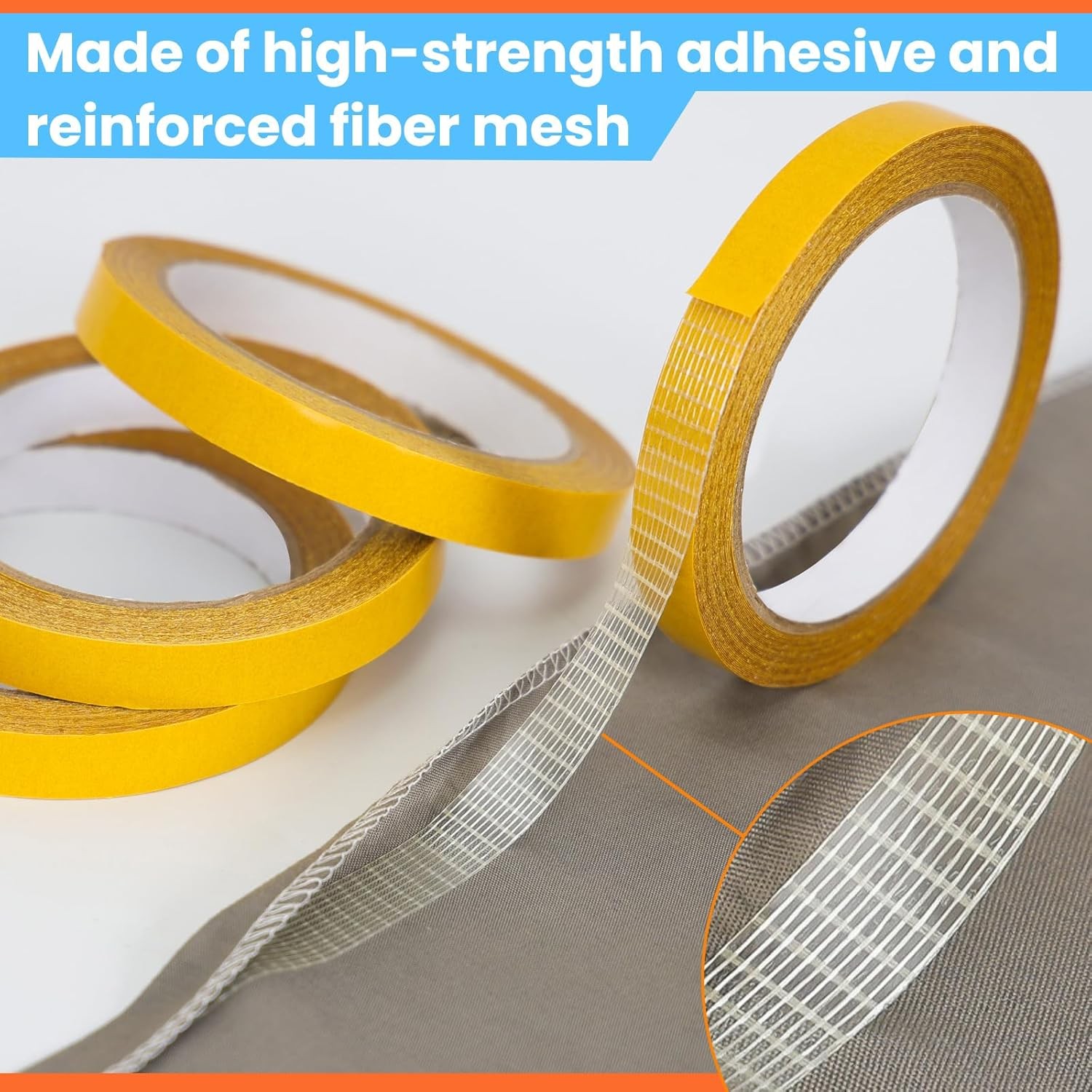 Double Sided Fabric Tape Heavy Duty for Hem, 0.5 in x 33FT/10m x 4Rolls
