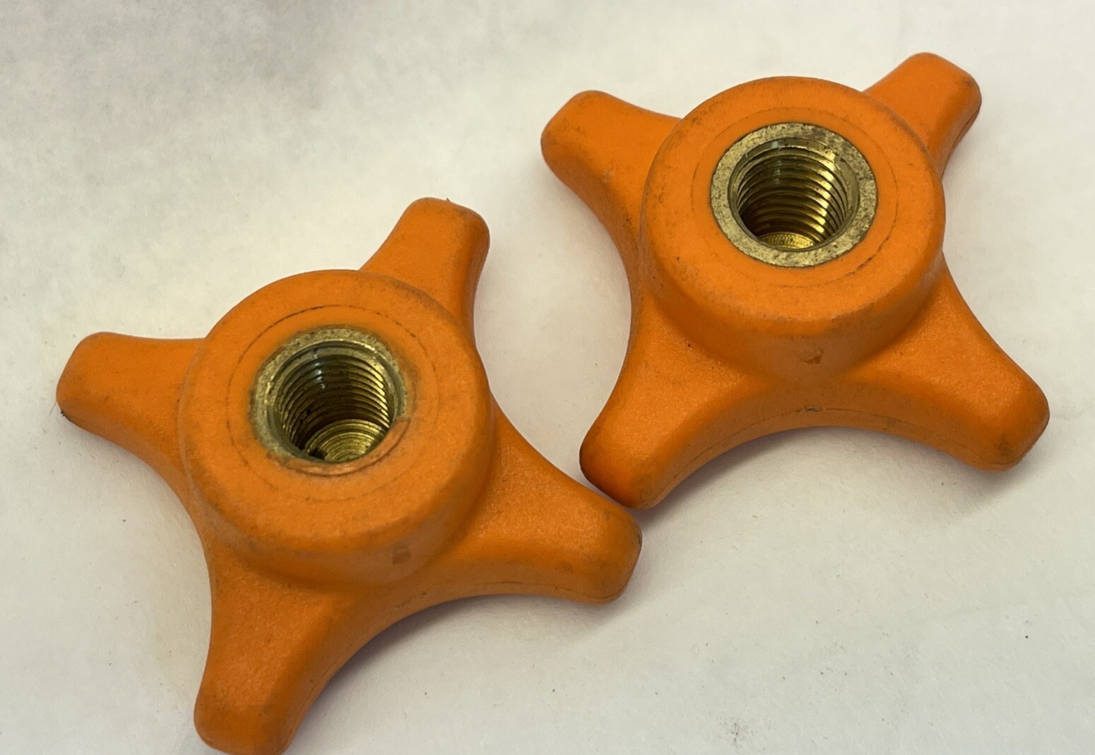 2 Clamping Knobs 2” Plastic Four Pointed Head Female 3/8-16 Brass (23D20)