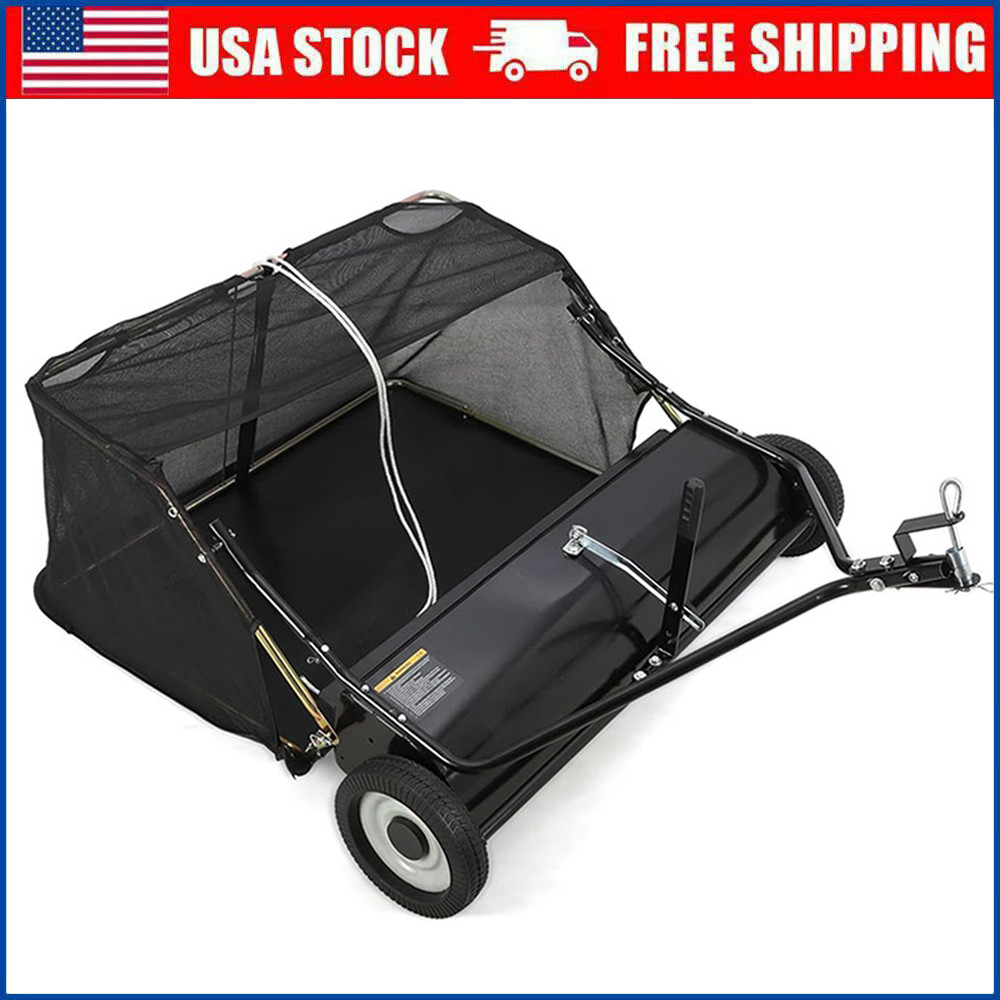 42″ Heavy Duty Steel Tow Behind Lawn Sweeper Yard Garden Tractor Lawn Sweeping