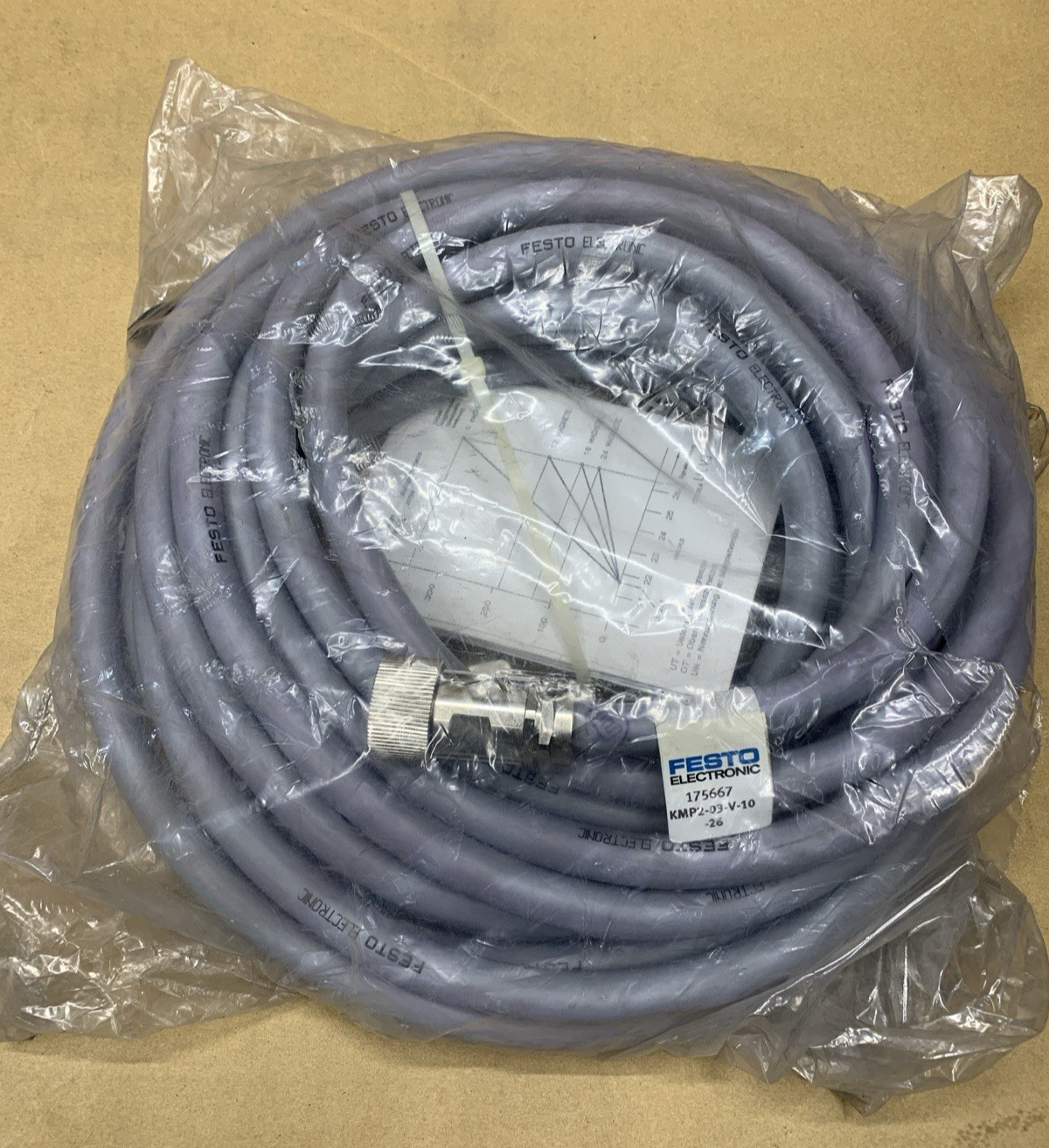 FESTO KMP2-03-V-10-26 CONNECTING CABLE 175667 10 METER LENGTH **NEW**