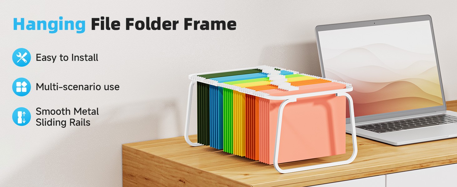Hanging File Folder Frame, Adjustable Letter Size File Holder 16-25 Inches,