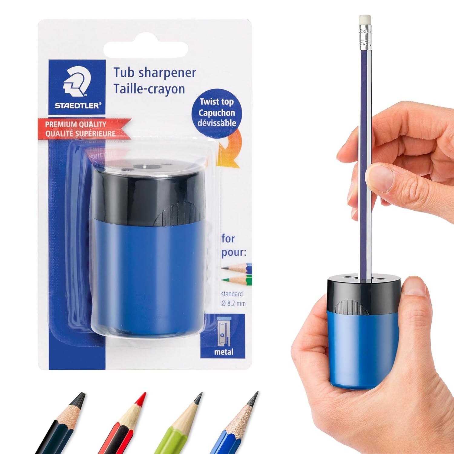 Hand-Powered Metal Pencil Sharpener for Smooth, Precise Sharpening – Multi-Color