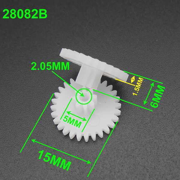 10Pcs X 0.5M Plastic Double Gear Reduction Bilayer 28T 8T Hole 2MM 2.05MM 28082B