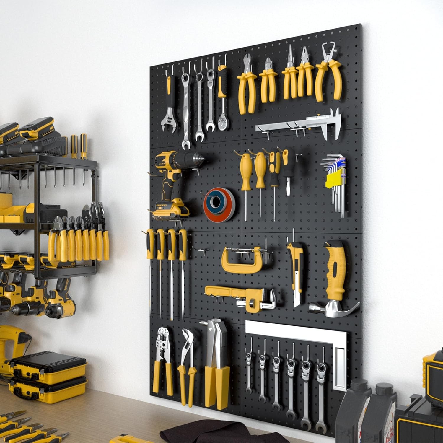 Metal pegboard, 8 pieces per pack, with 50 hooks