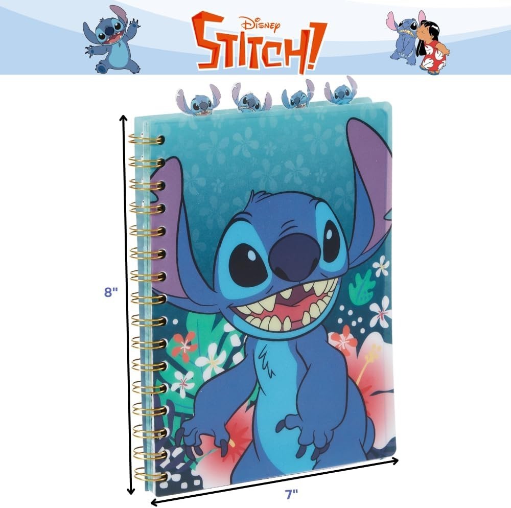 Stitch Tab Journal Notebook, Spiral Bound, 96 Lined Pages, 8 x 7 inches, Blue