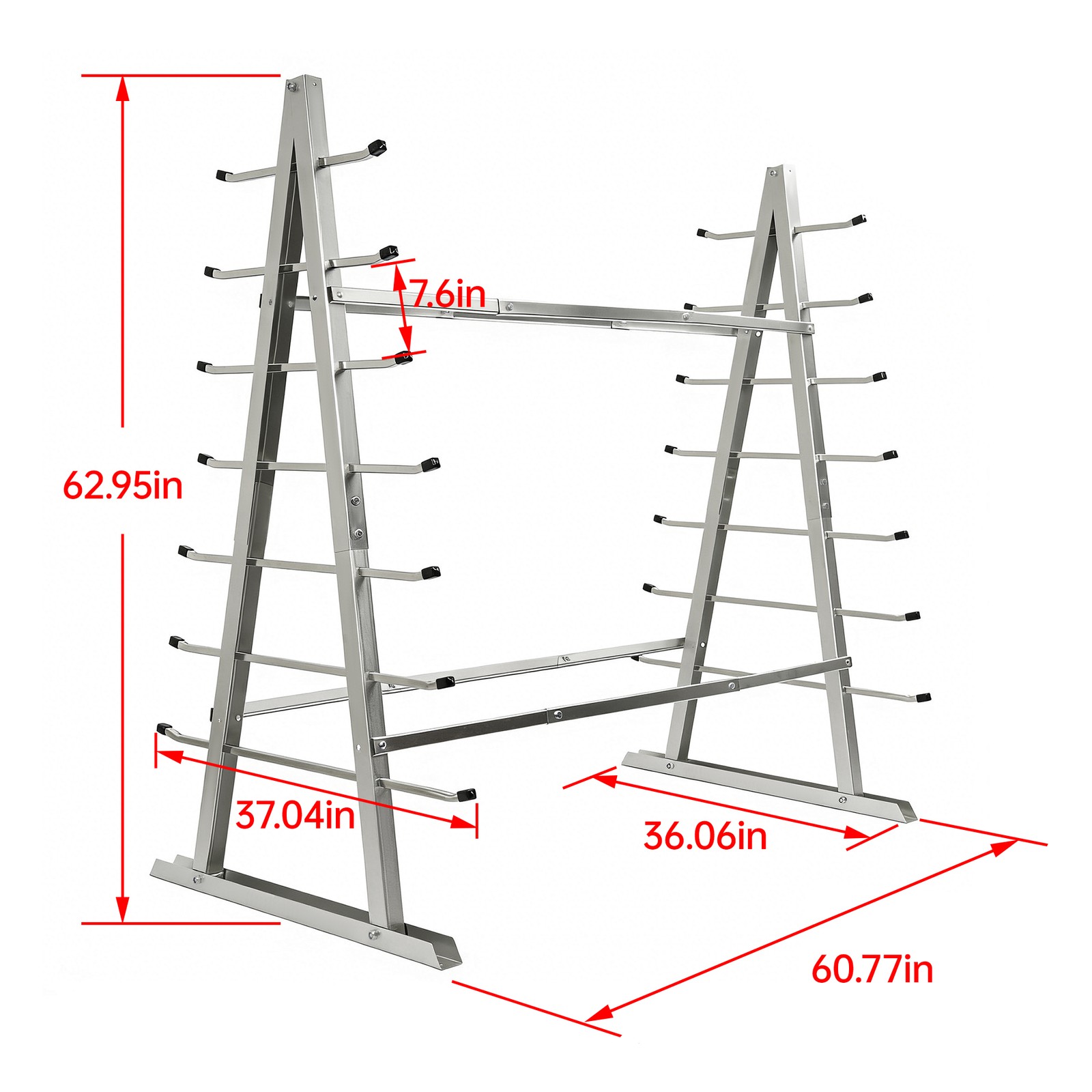 2000LBS 7-Tier Floor Standing Horizontal Storage Rack for Lumber/Pipe Adjustable