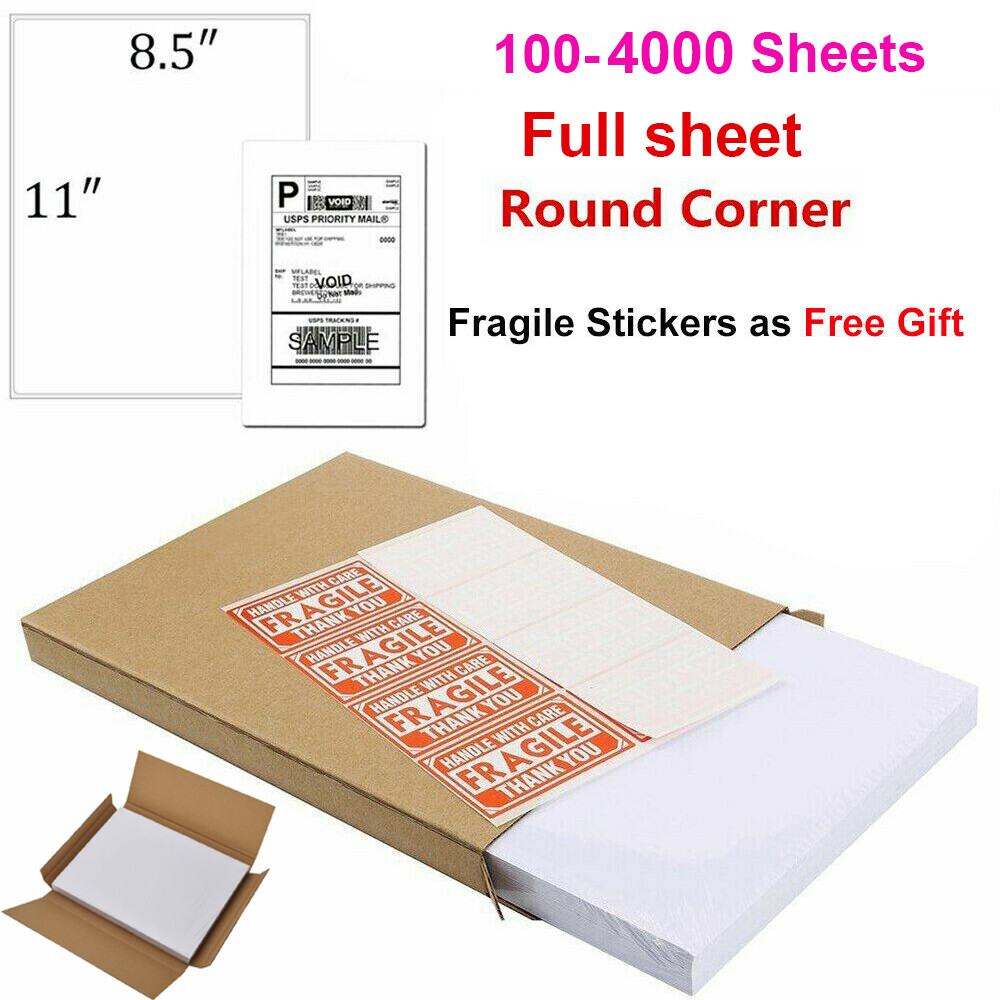 Full Sheet Shipping Label 8.5″ x 11″ Sticker Labels for Laser & Ink Jet Printers