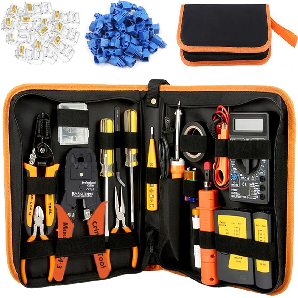LEATBUY Network Crimp Tool Kit for RJ45/RJ11/RJ12/CAT5/CAT6/Cat5e/8P