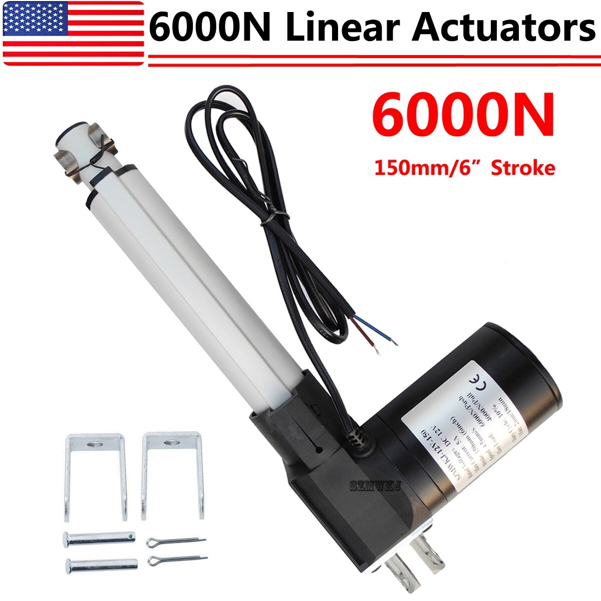 12V DC 6″ Inch Stroke Linear Actuator 6000N 1320lbs Max Lift for Home Garden IG