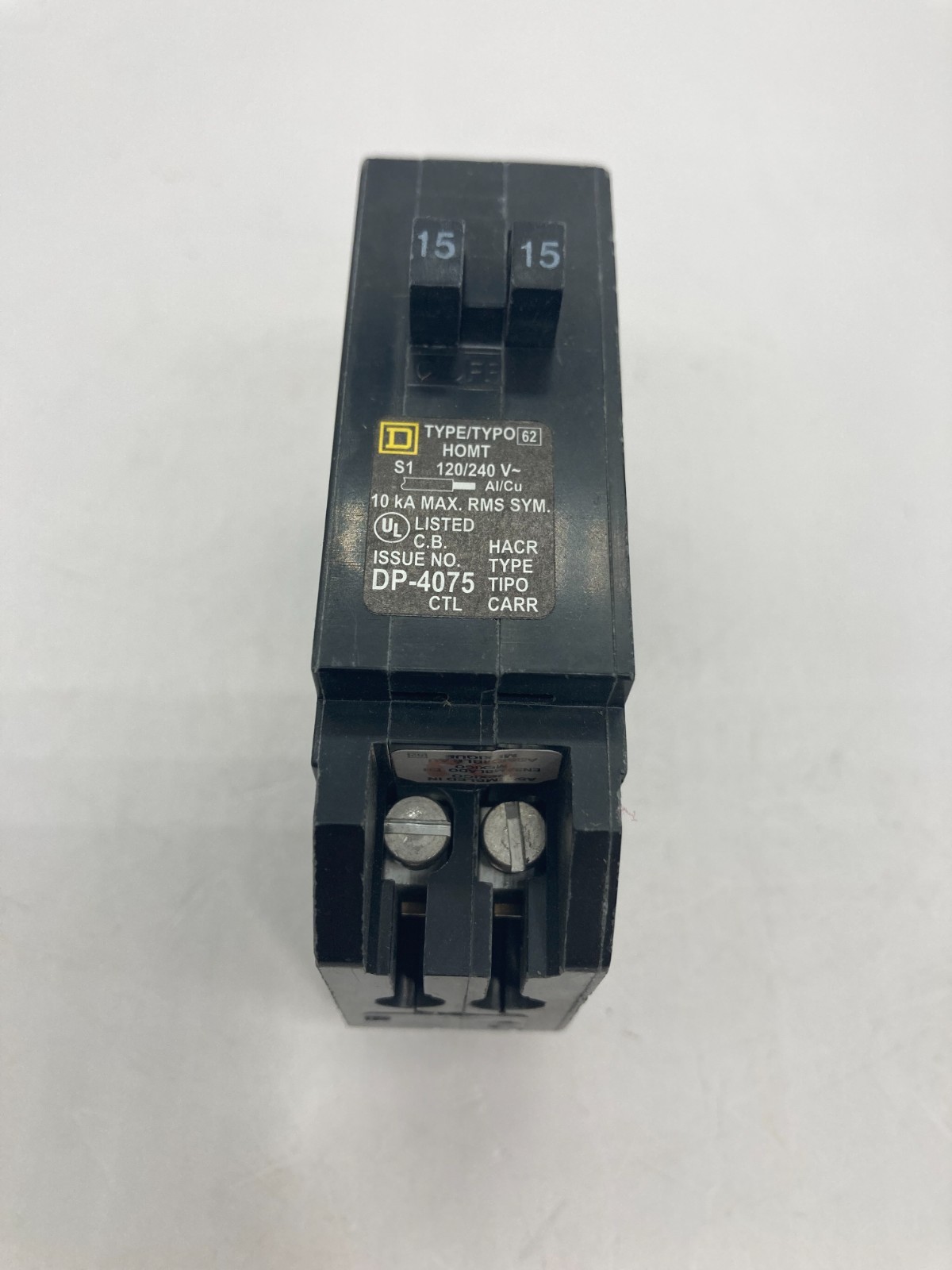 Homeline HOMT1515 1 Pole Two 15 Amp 120V AC Twin HOMT Plug In Tandem Breaker NOS
