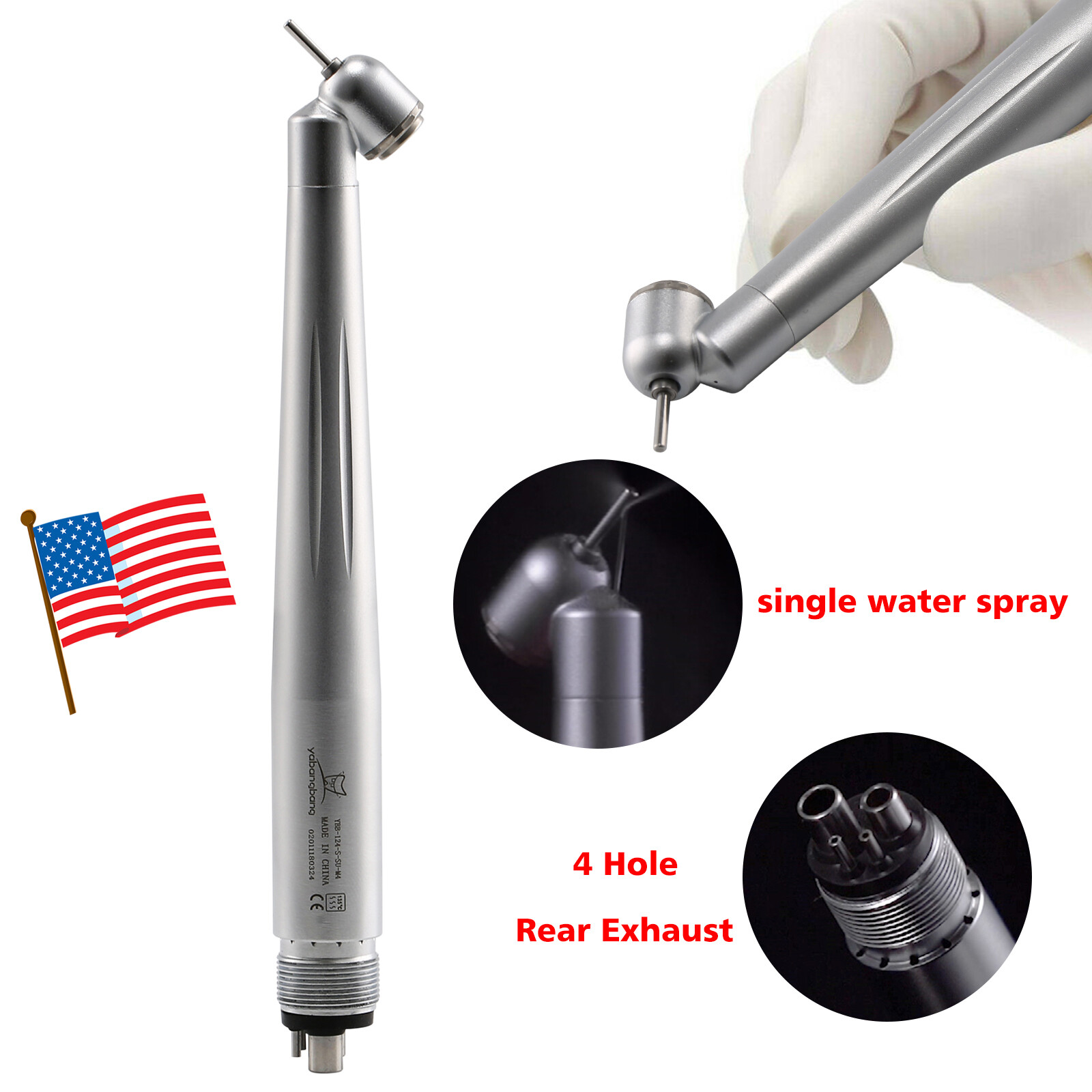 Dental 45 Degree High Speed Handpiece Push Turbine 2/4 Hole