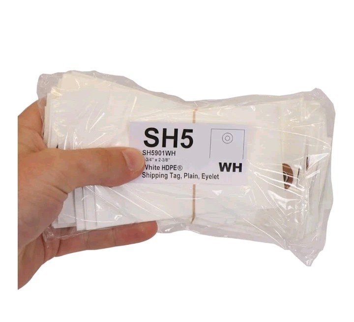 Blank White Shipping Tags w Metal Eyelets ( No Wire) 4.75×2.375″ PK of 1000