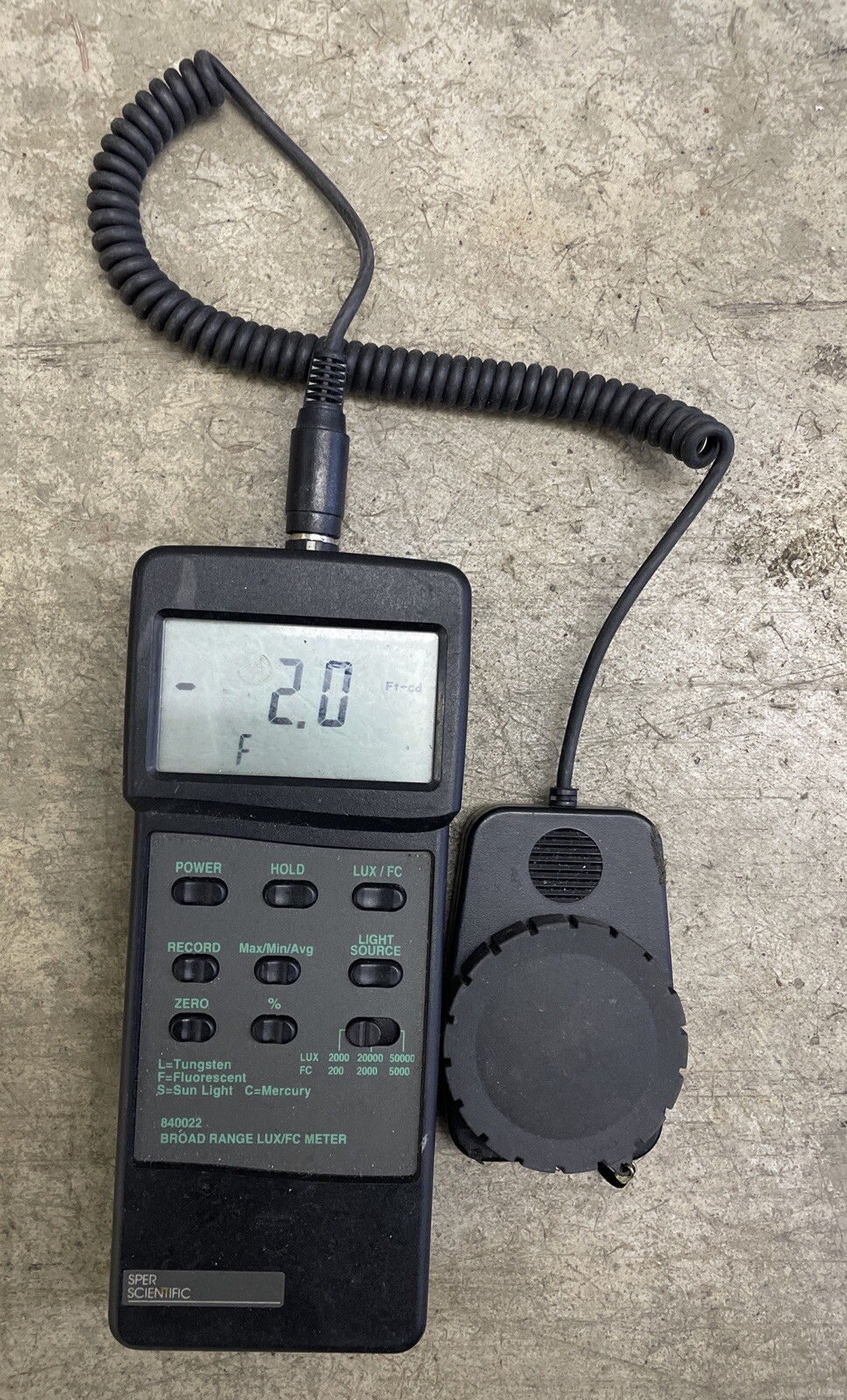 SPER SCIENTIFIC 840022 Broad Range Lux/FC Light Meter