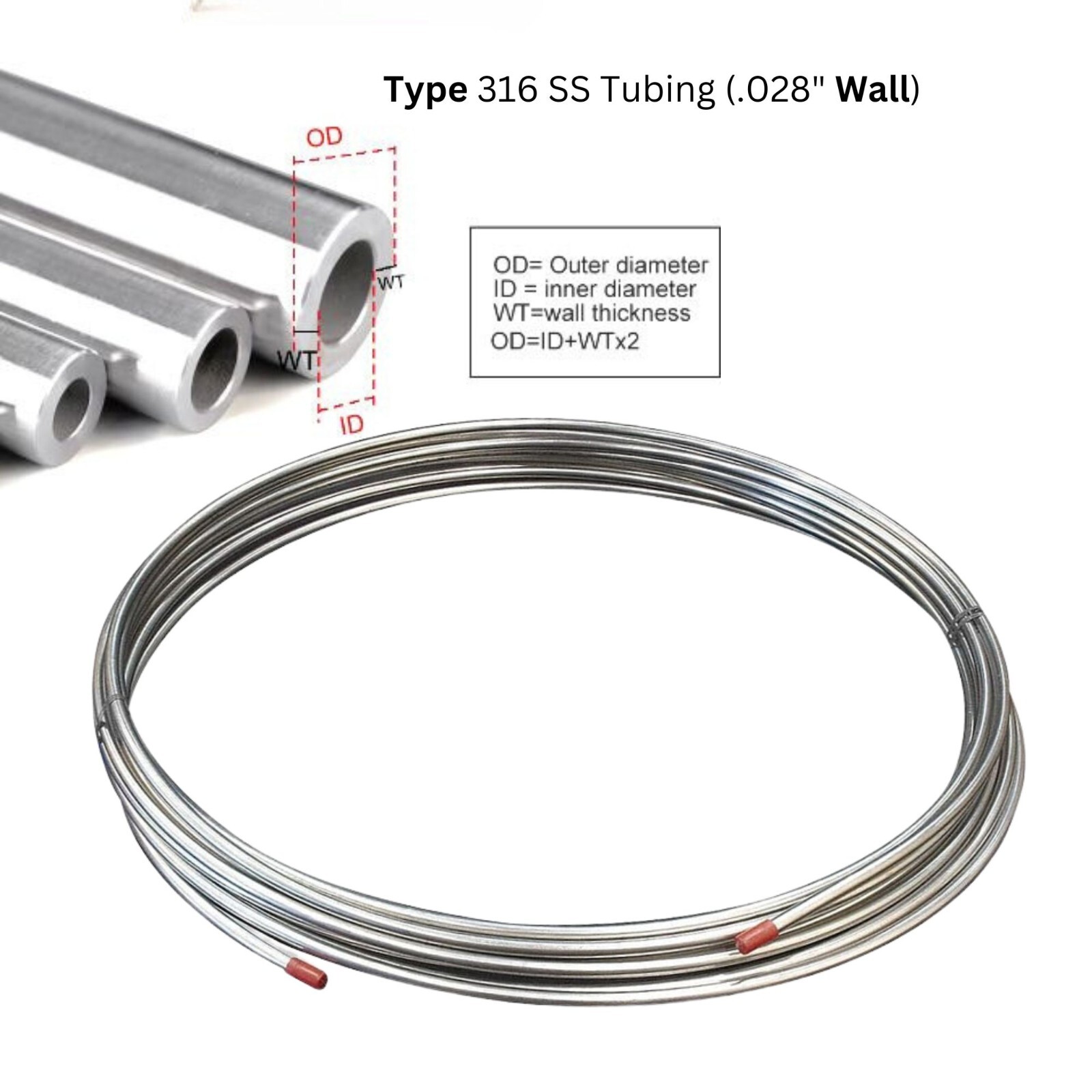 3/8″ OD x 25′ Length x .028″ Wall Type 316/316L Stainless Steel Tubing Coil