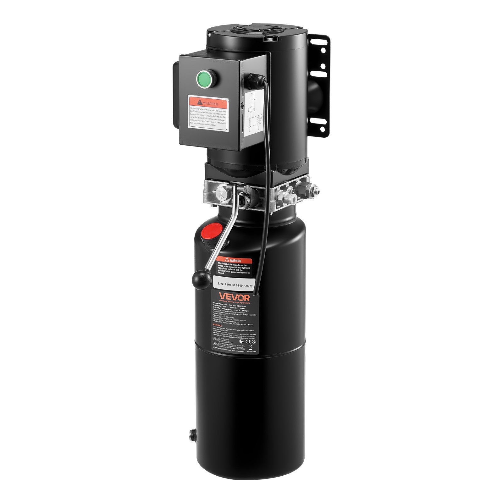 VEVOR Hydraulic Pump Power Unit AC 110V 10 Quart Single Acting Hydraulic Unit