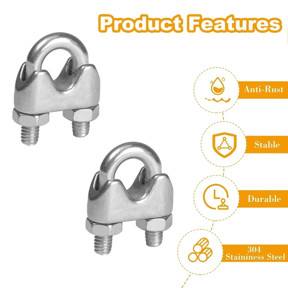20Pcs 1/8” M3 Wire Rope Clamps 20Pcs M3 Wire Rope Thimble, 304 Stainless Steel