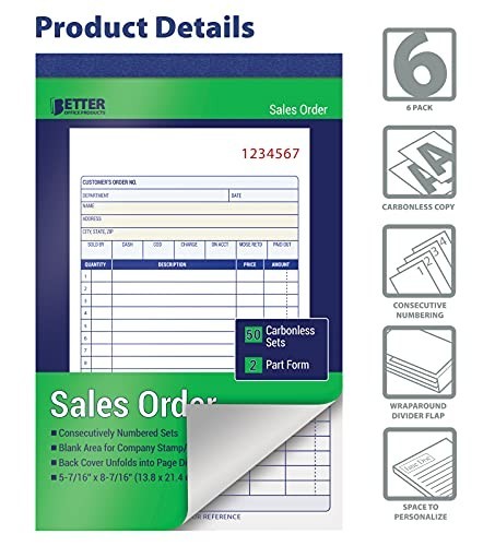 Better Office Products 2-Part Sales Order Book 6 Pack 50 Sets Each