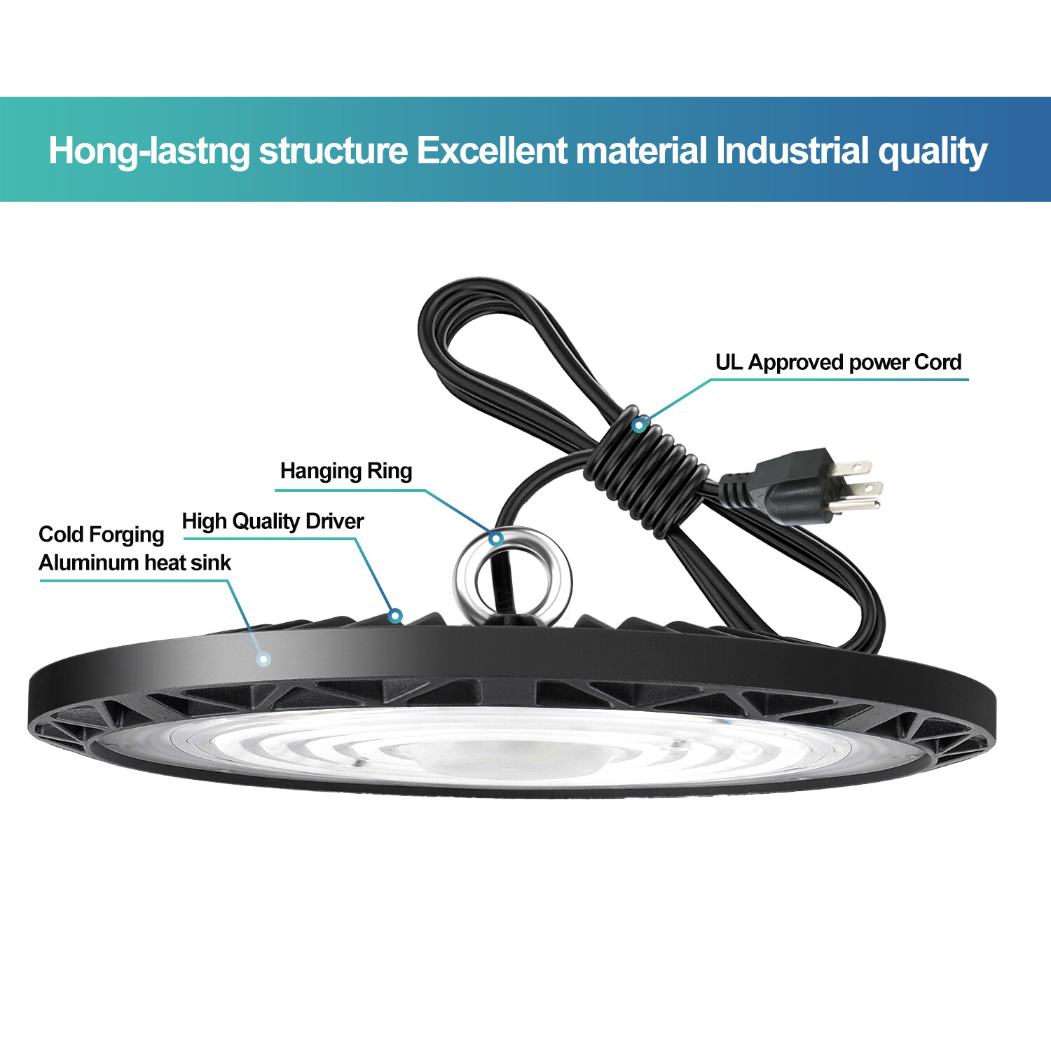 20Pack 200W UFO LED High Bay Light with Hook & Cable for Gym Factory Barn Garage