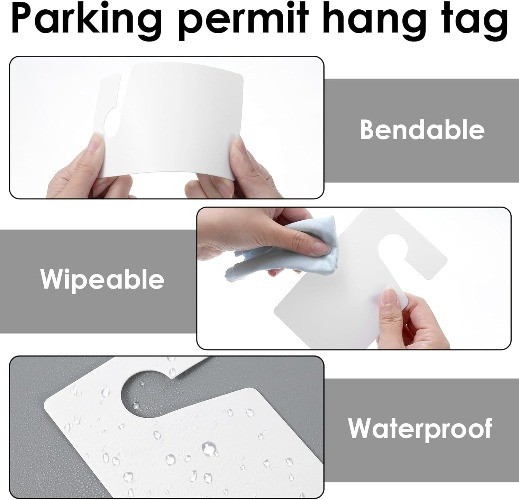 6 PCS White Blank Parking Permit Hang Tags, 3×5 Inch Plastic Hanging Pass Holder