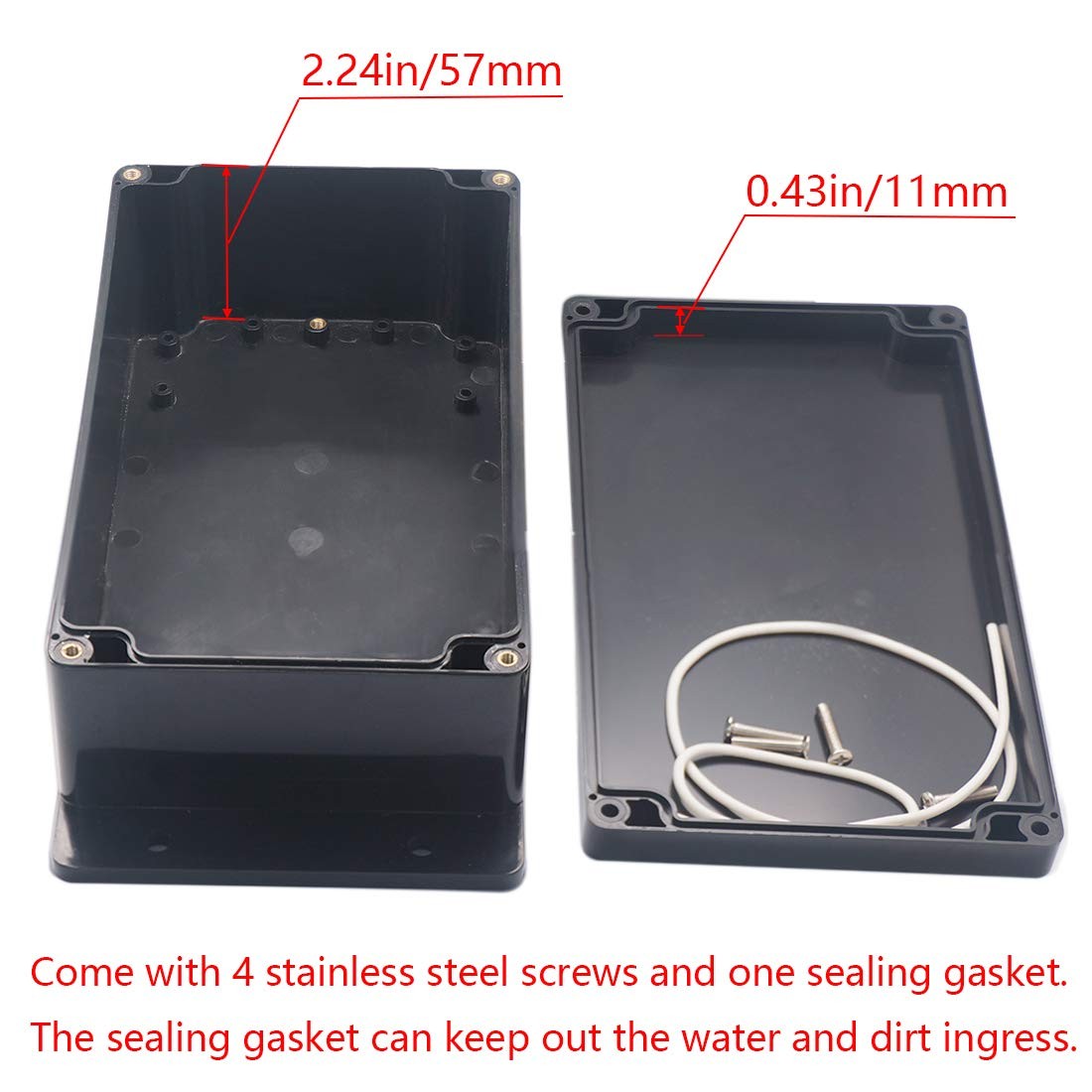 Junction Box IP65 Waterproof ABS Plastic Electrical Project Case Black 7.87×4.72