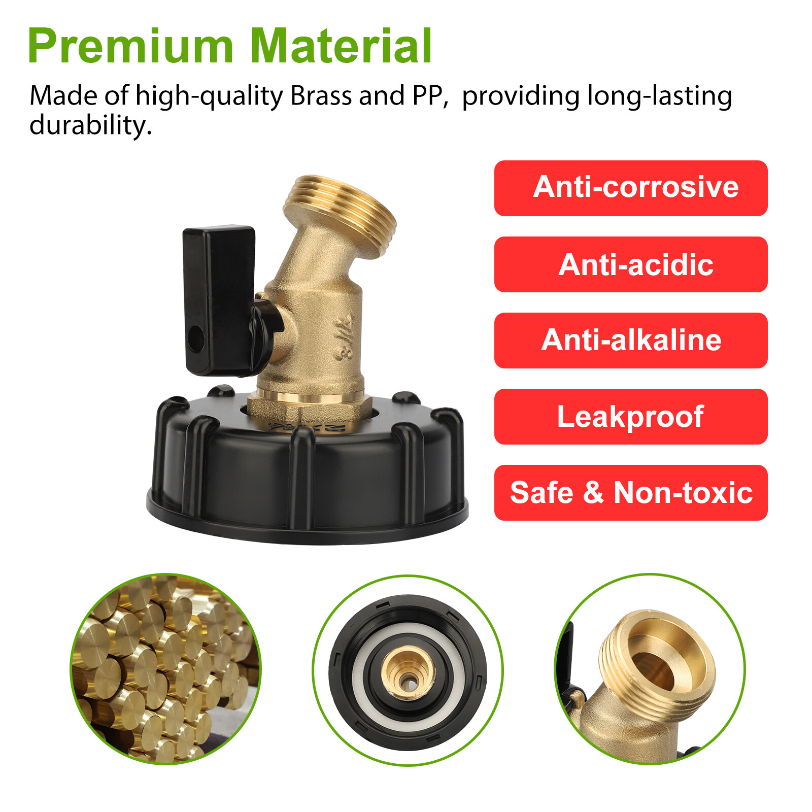 275 330 Gallon IBC Tote Water Tank Adapter 2″ Brass Hose Faucet Valve Connector