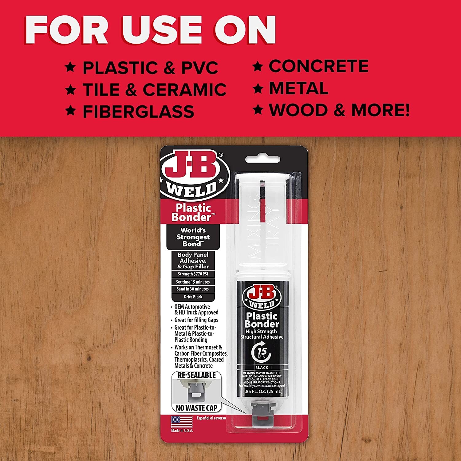 J-B Weld 50139 Plastic Bonder Body Panel Adhesive and Gap Filler – Black – 25 ml