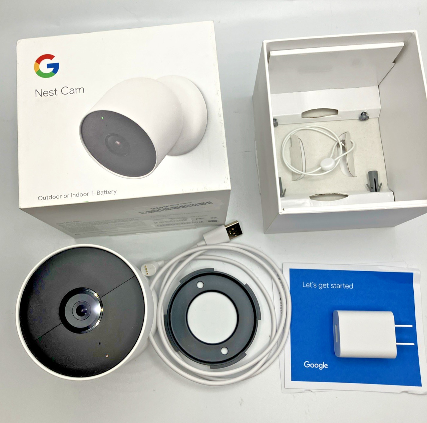 Google Nest Security Indoor Outdoor Camera G3AL9 (Snow) w/ box – Open Box Tested
