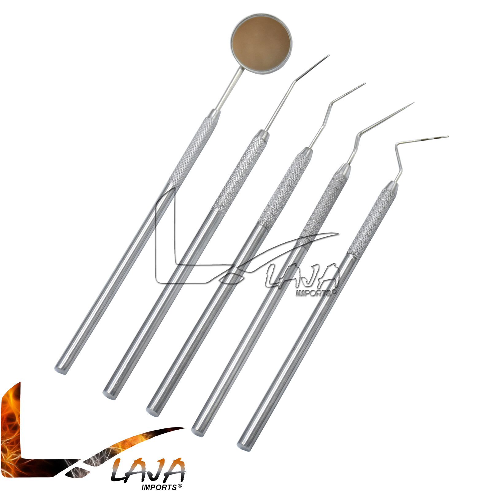 5 Pcs Dental Basic Examination Kit Periodontal Probe & Mirror Handle PR-351