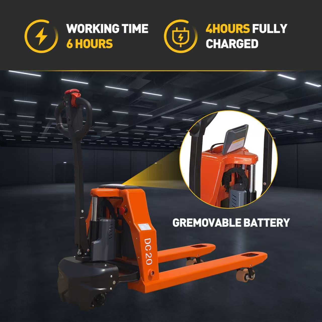 4400LBS Fully Electric Pallet Jack Truck Powered Lithium Battery 48″ x 27″ Forks
