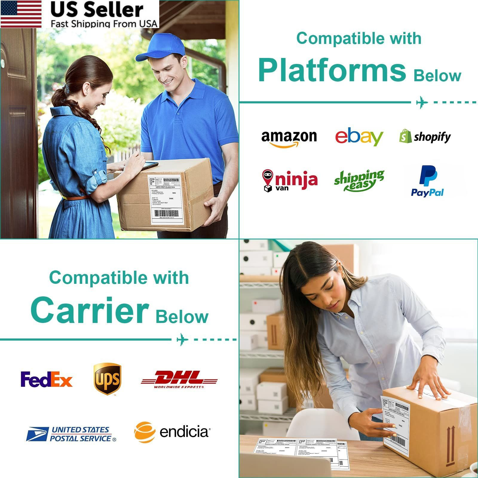 MFLABEL Half Sheet Shipping Labels – 8.5″ x 5.5″ x (2-up), White