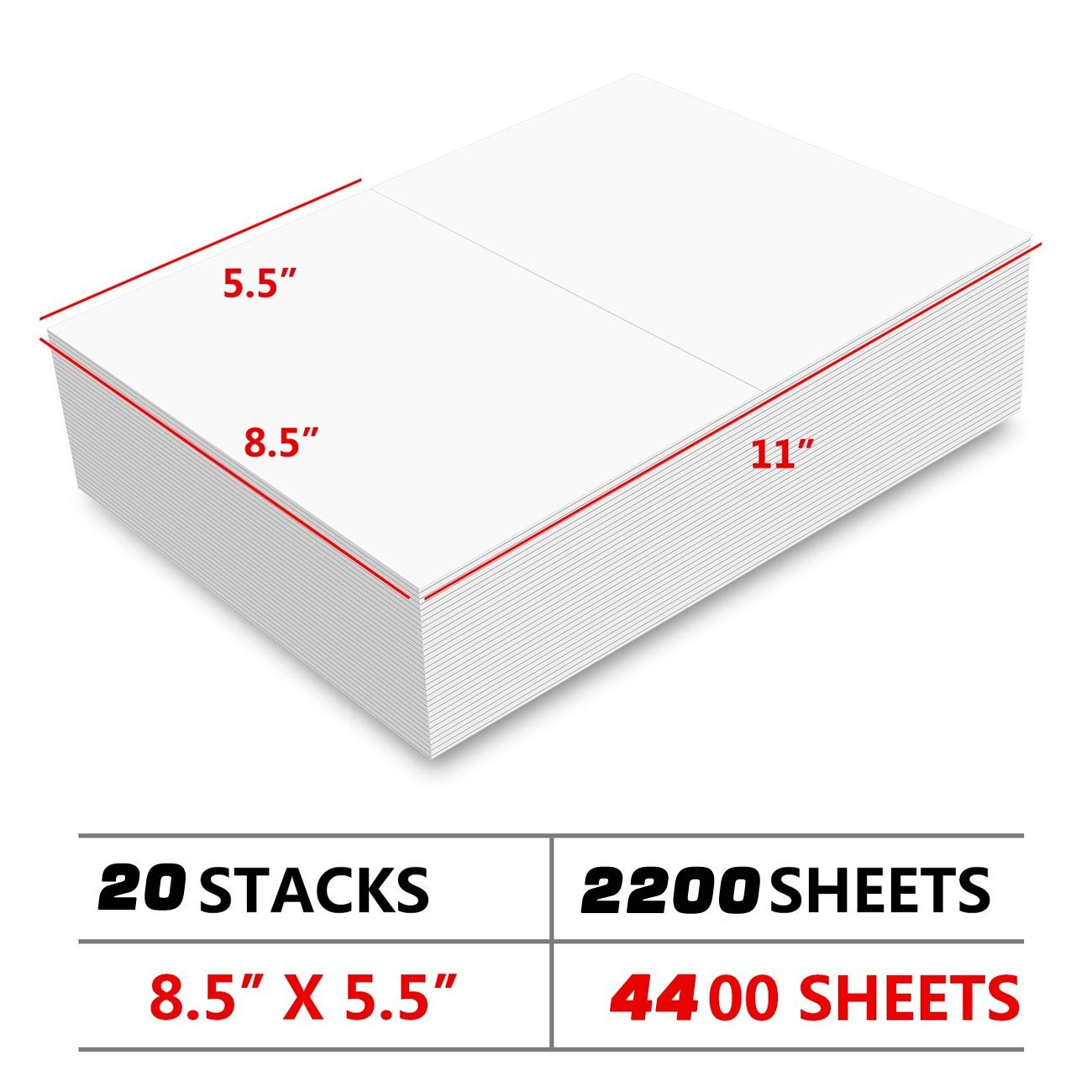 220-11000pcs 8.5 x 5.5″ Shipping Labels Half Sheets Blank Self Adhesive