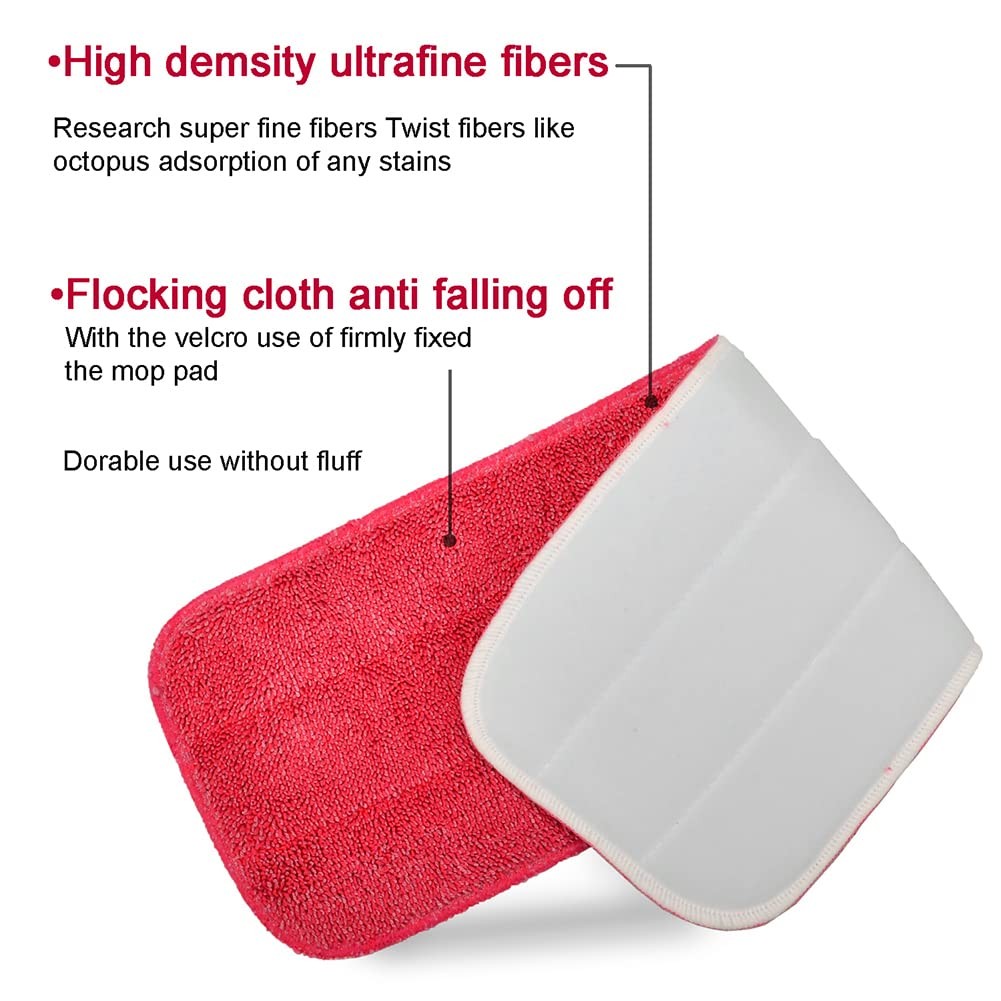 Microfiber Replacement Mop Pad, 18 x 6 Wet & Dry Home & Commercial Red