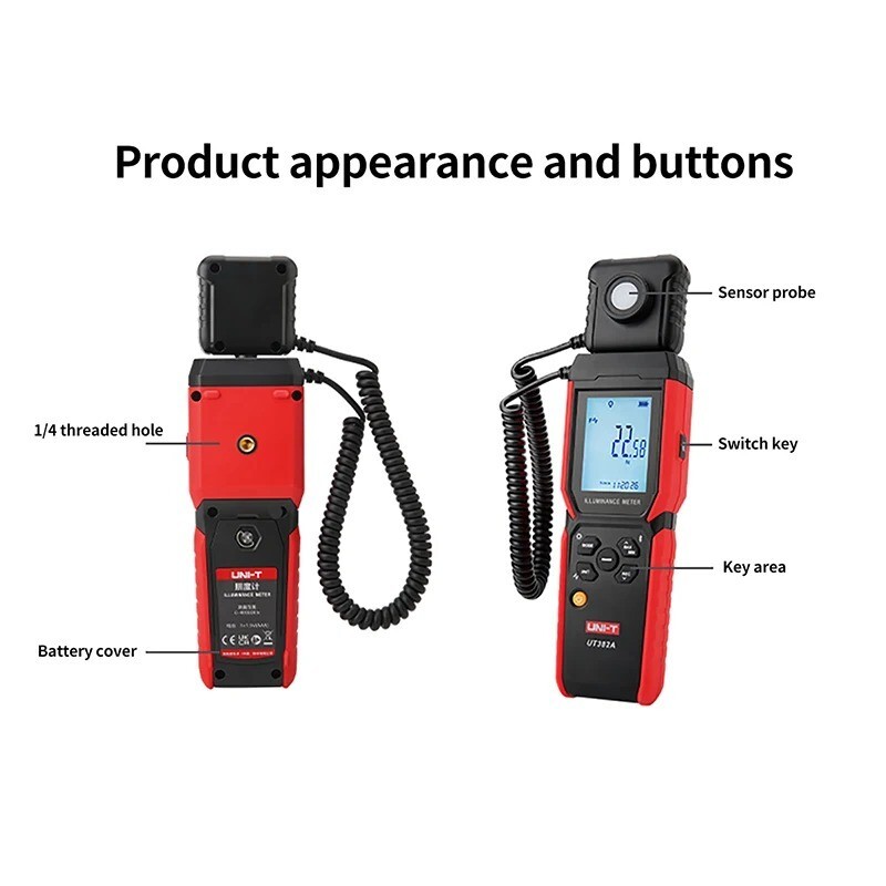 UNI-T Digital Illuminometer 400000 Lx Light Meter Photometer Bluetooth UT382A