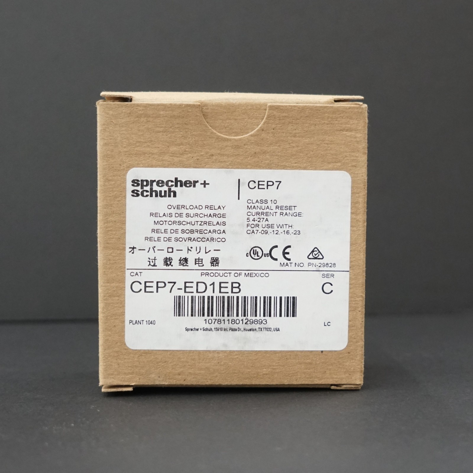 Sprecher & Schuh CEP7-ED1EB Overload Relay, 5.4-27.0A, 3PH