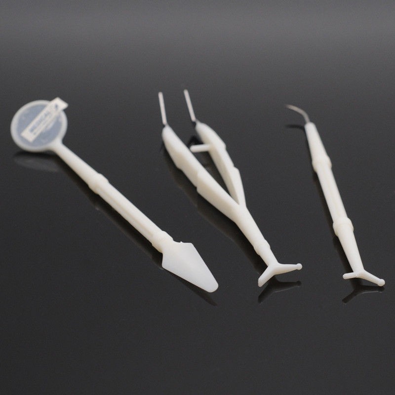 Disposable Dental Examination Kit 3 Pcs Basic Instruments Mirror Tweezer Probe
