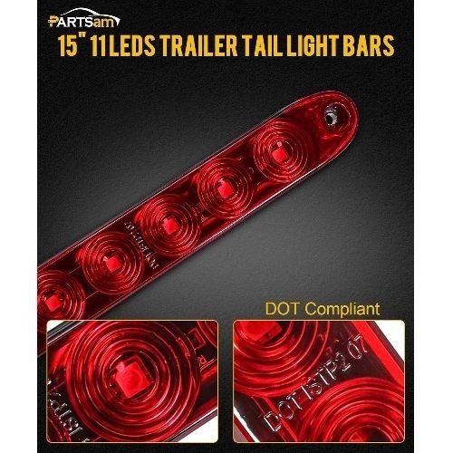 1PC Red 15″ 11 LED Light Bar Stop Turn Tail 3rd Brake Light Truck Trailer Identi
