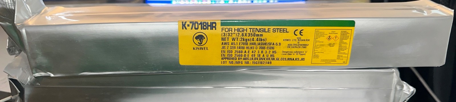 Kiswel K-7018HR Welding Electrodes – 2kg (3/32″) E7018 H4R – High Tensile Steel