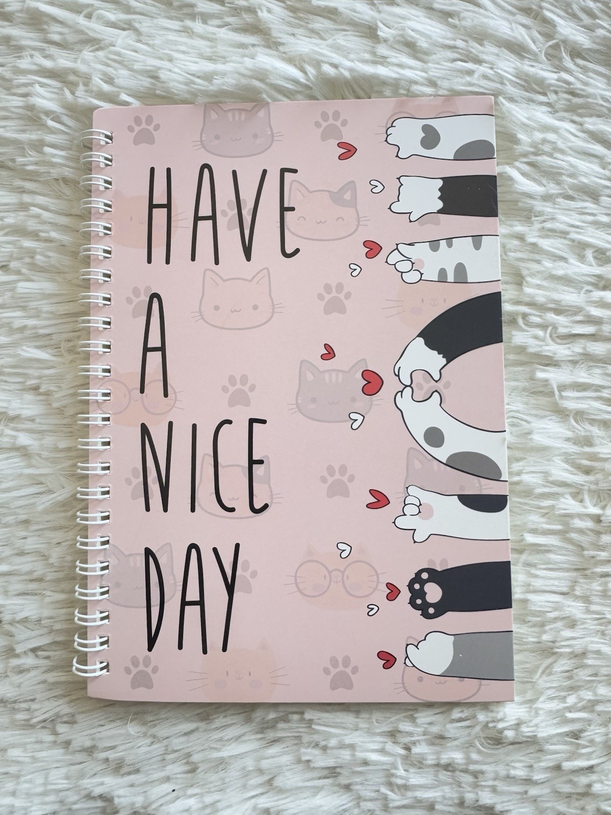 Have A Nice Day Cat Lover Pink Journal A5 Spiral Notebook Lined Ruled