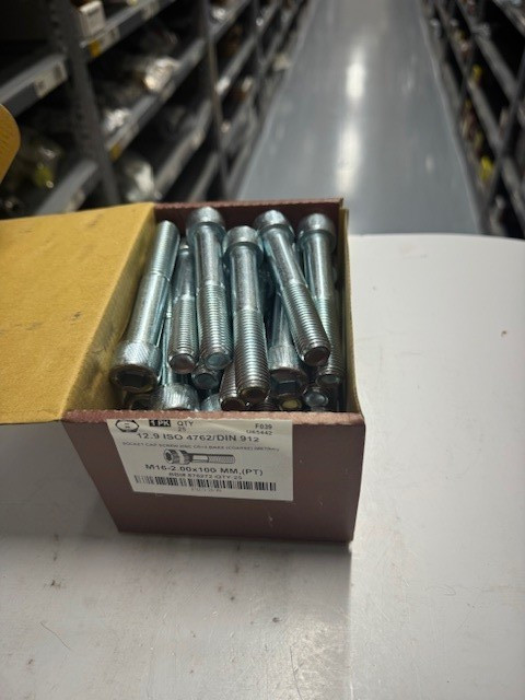 Socket Head Cap Screw M16x2x100mm Plated 12.9 ISO 4762/DIN 912 box of 25