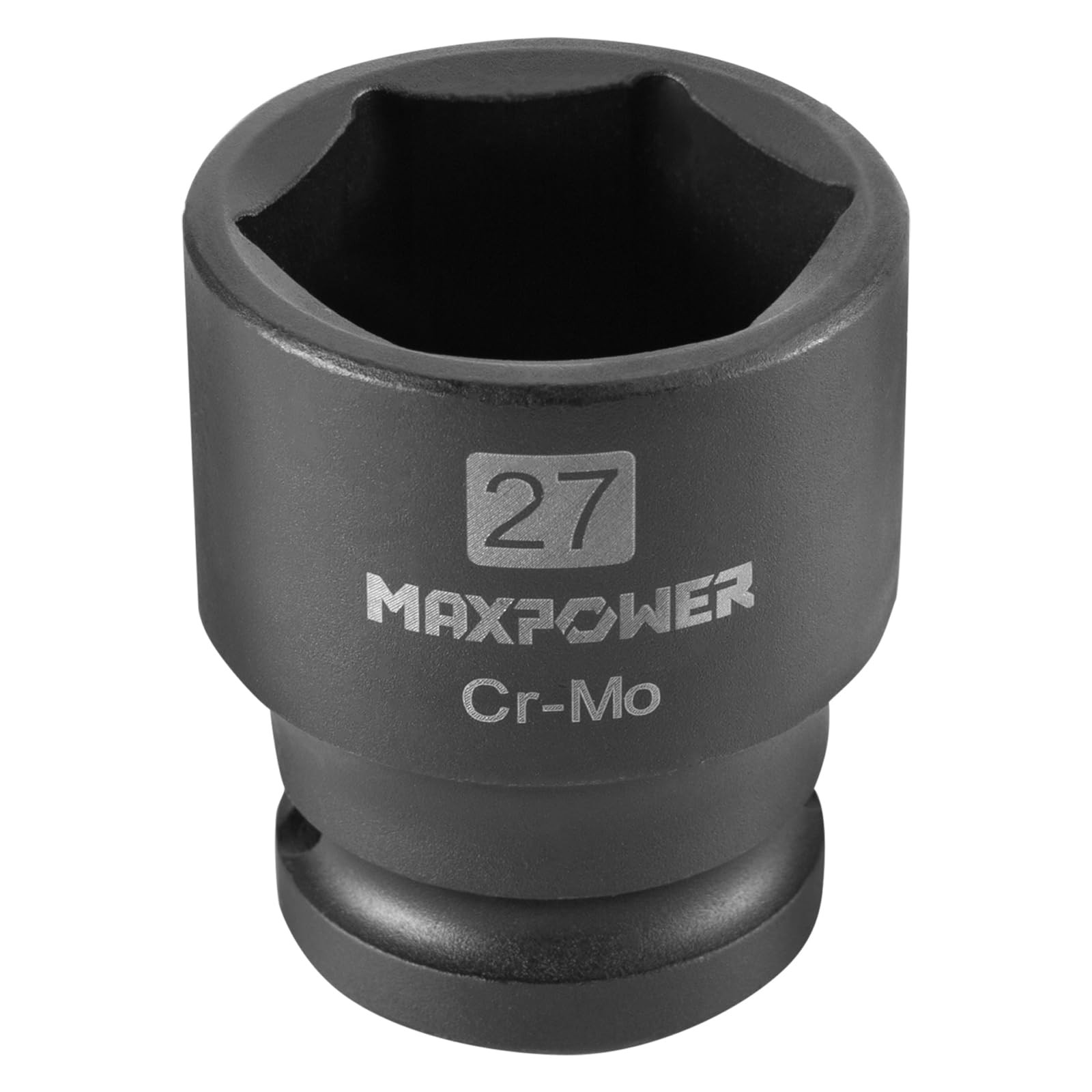 MAXPOWER 1/2 Inch Drive 27mm Standard Impact Socket, Made with 27mm, Black