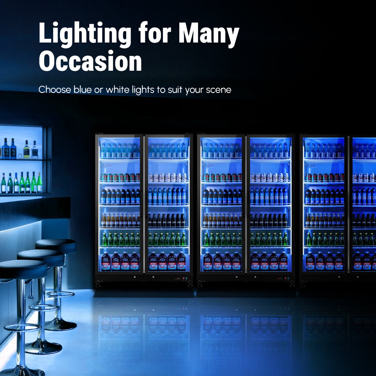 Yeego Commercial Drink Fridge Double-layer Glass Door Merchandiser Soda Beverage