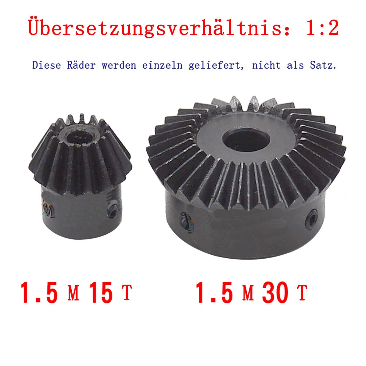 1.5 Module Bevel Gear 15/30 Tooth Bevel Gear Ratio 1:2 Bore 5/6/8-15mm