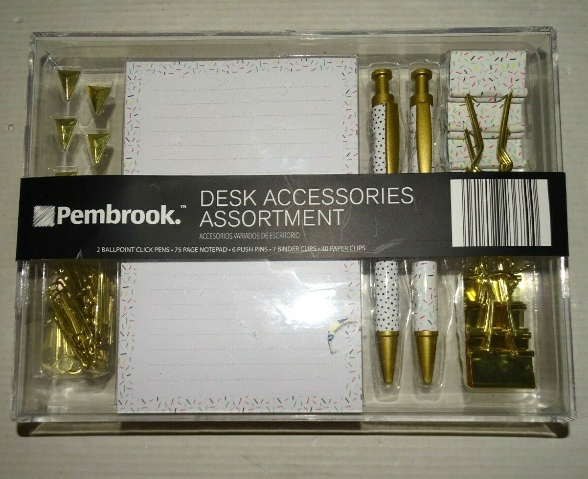 Pembrook Desk Accessory Kit Office Supplies Gold Sprinkles Dots 2019