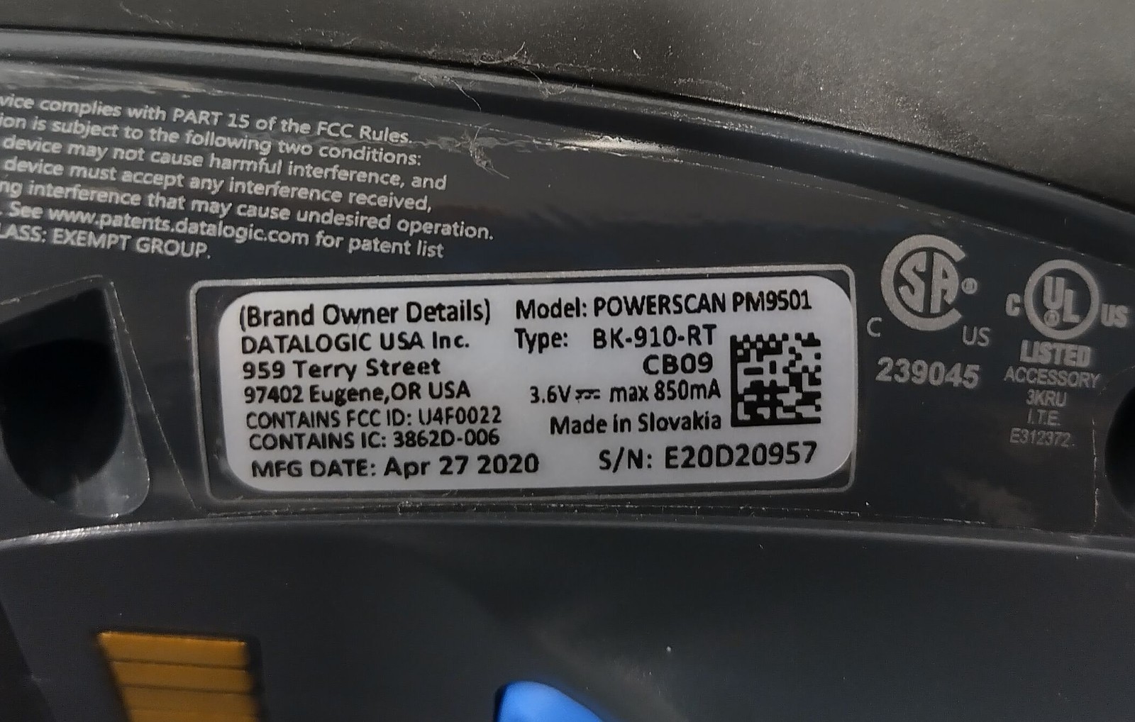 Datalogic PowerScan PM9501 Wireless Barcode Scanners Lot of 3 with 1 Battery